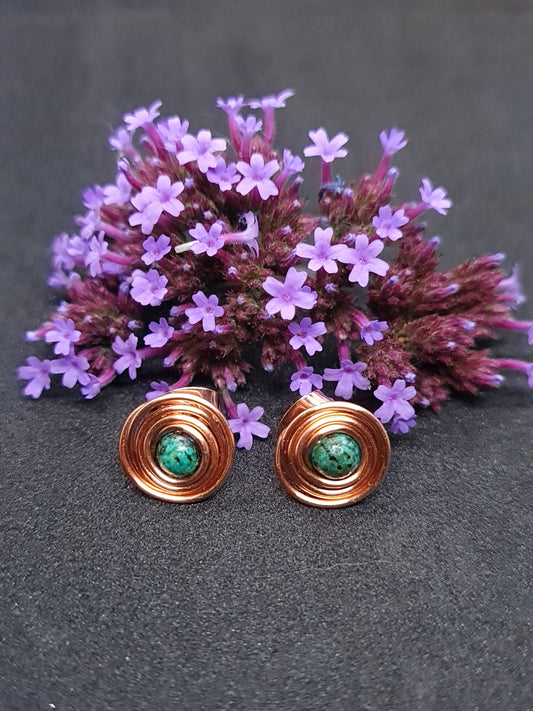 Copper studs with African Turquoise