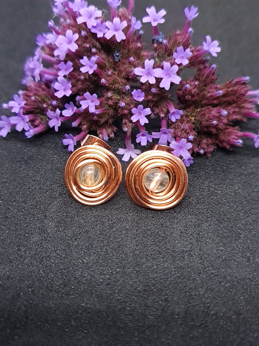 Copper studs with Citrine