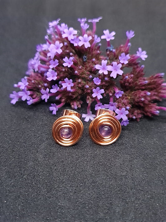 Copper studs with Amethyst