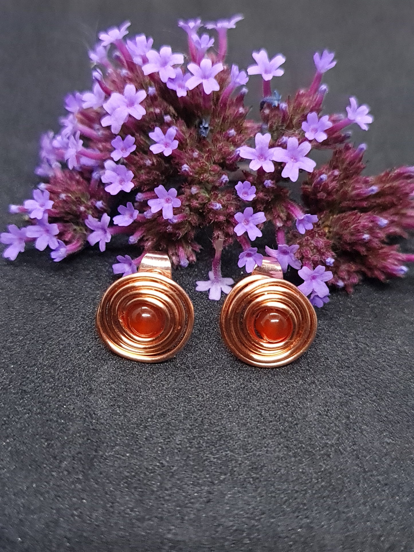 Copper studs with Carnelian