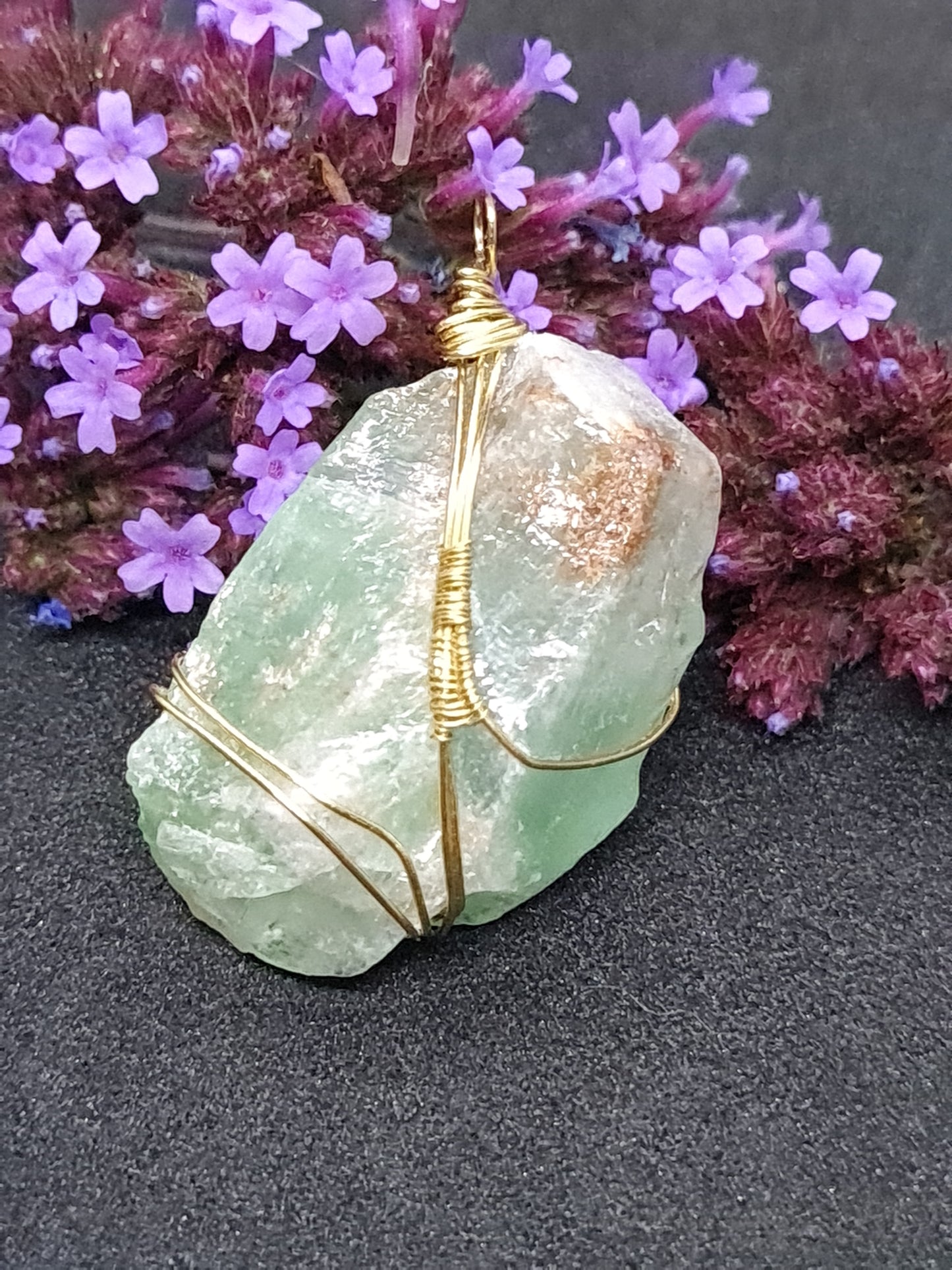 Rough Aventurine brass pendant