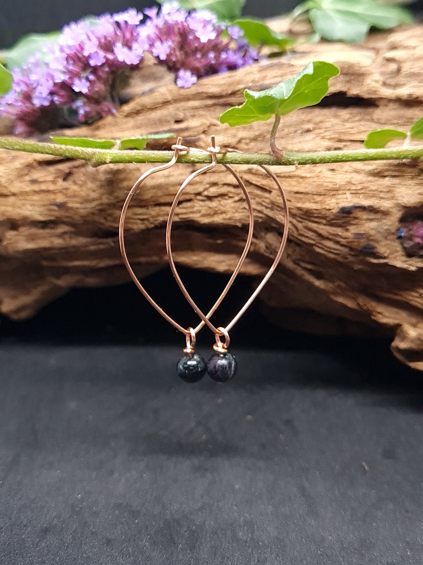 Copper hoops with African Turquoise