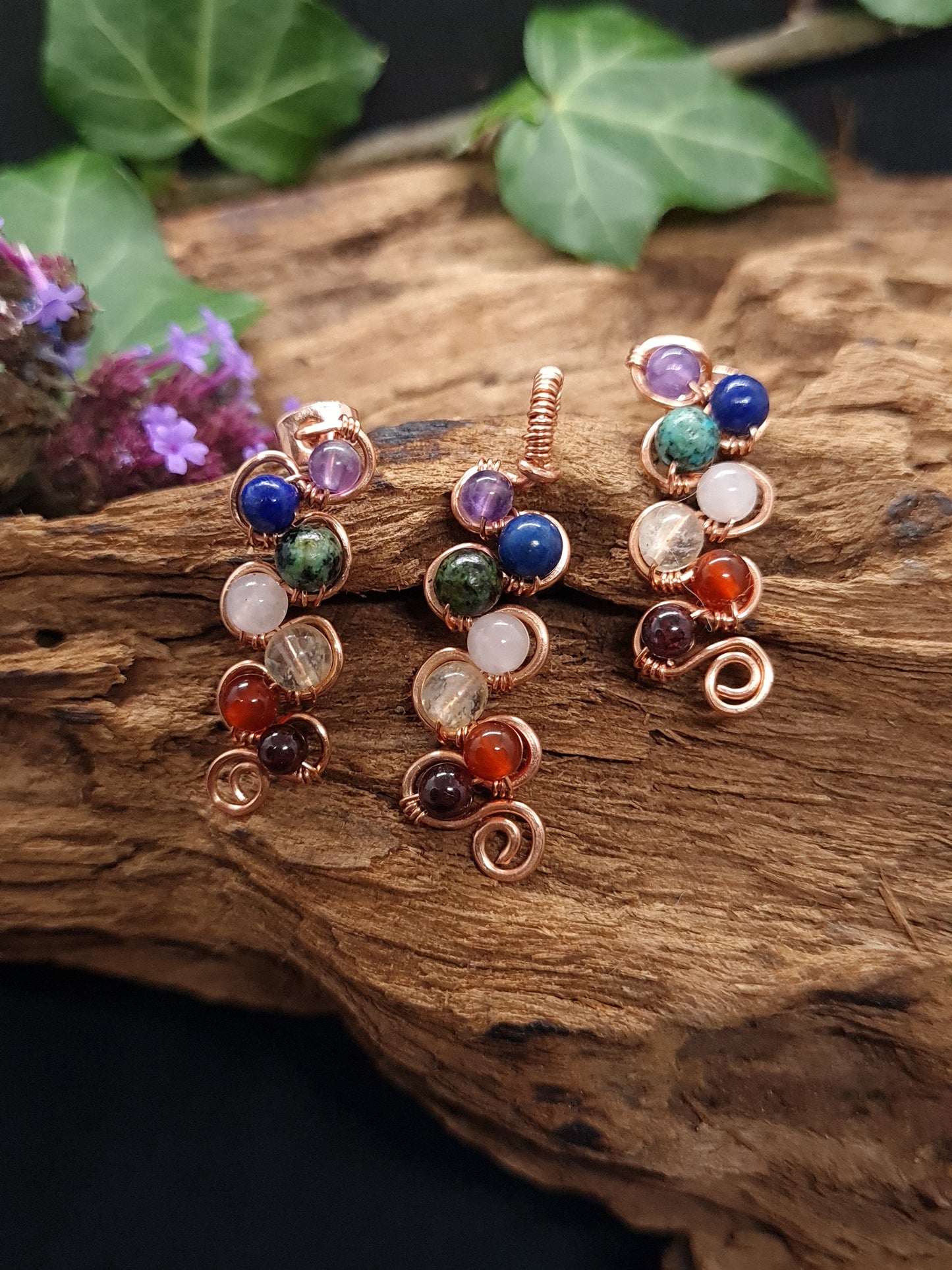 Copper studs with Chakra stones